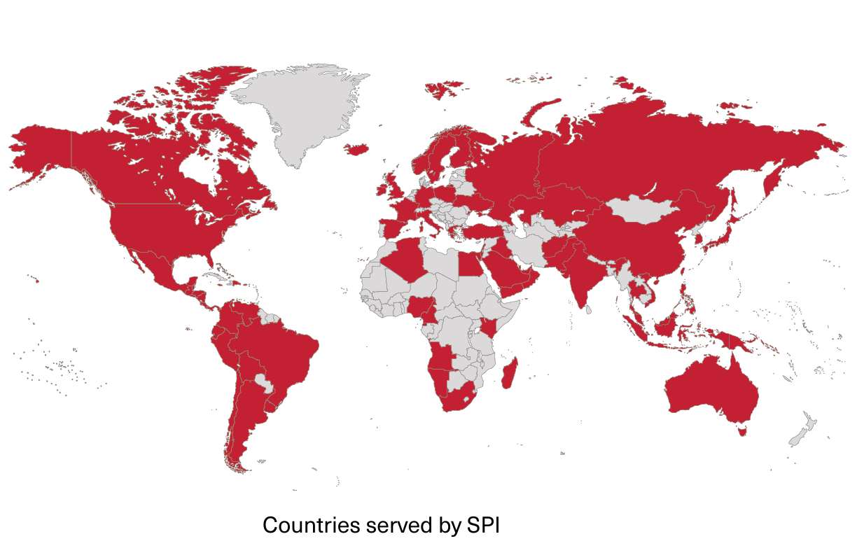 Global Map of Countries Serviced by SPI